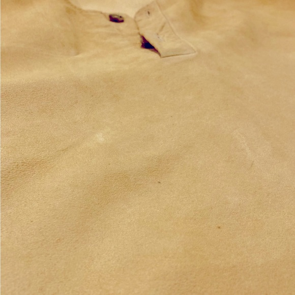 Vintage light leather short sleeve shirt with top buttons, size men’s M - Picture 2 of 2